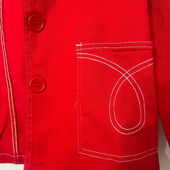 Astro Bettie Red Midge Button Down Jean Jacket Size Small Vintage Reproduction - Picture 5 of 8